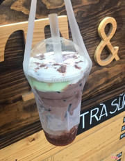 Trà sữa chocolate thêm trân châu trắng-flan dưa gang-milk foam size L