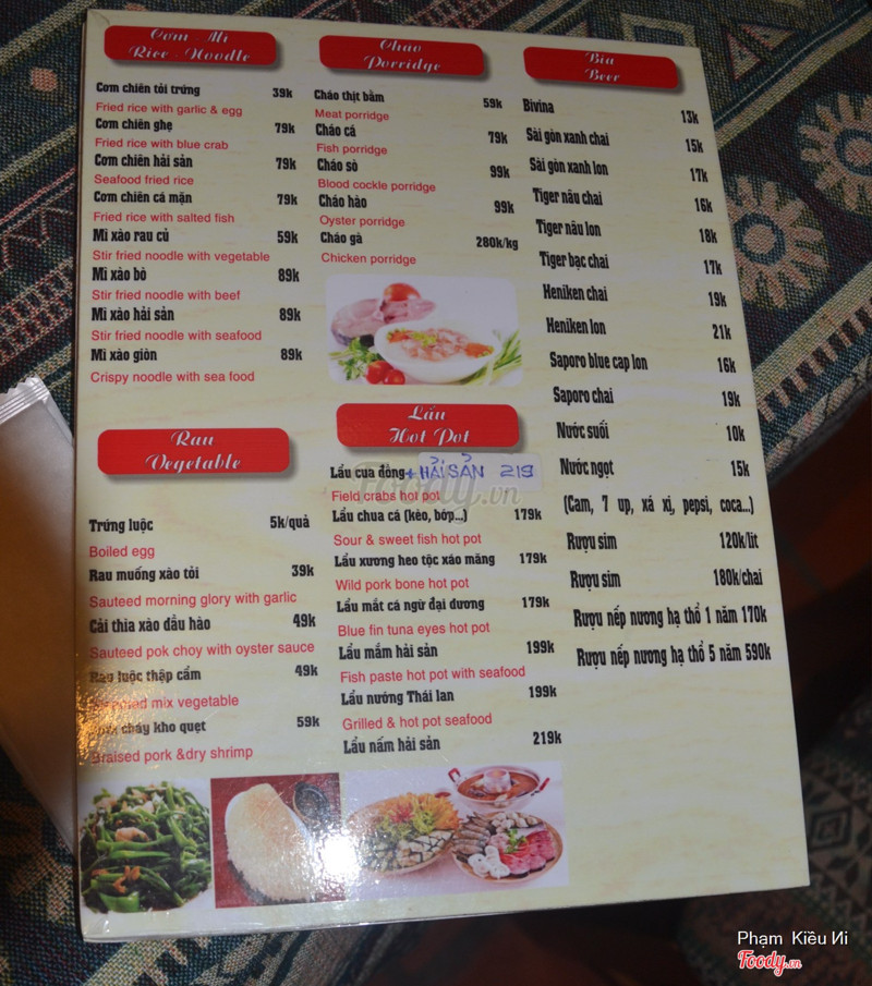 menu