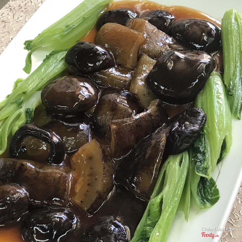 bào ngue xào nấm đông cô sốt dầu hào