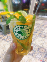 Trà chanh đào cam sả + Topping Thuỷ tinh yogurt 