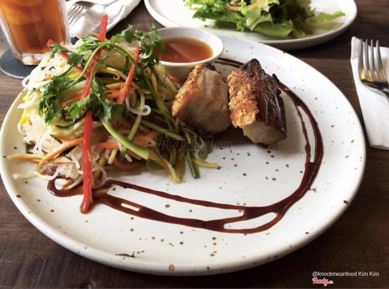 Crispy roasted pork belly with glass noodle salad