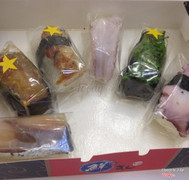 Sushi, picked individually. A good selection of cheap and ok sushi. Yum