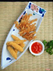 Bắp non và kim châm chiên giòn