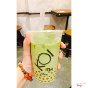 Maccha latte trân châu sau khi lắc