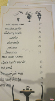 menu của quán