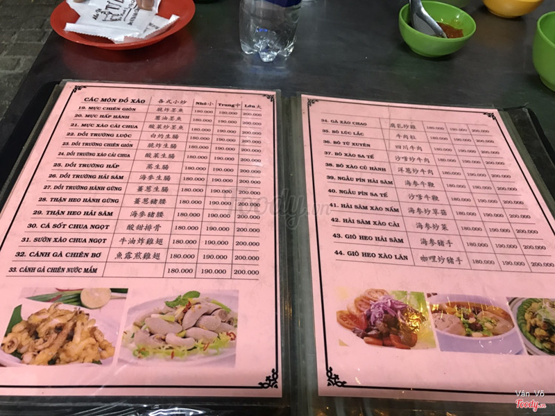 Menu của quán