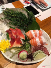 sashimi cá hồi - sò đỏ