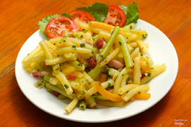 fried noodles with ham and chease