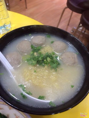 Beef ball in egg noodle soup