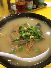 Combination beed in egg noodle soup