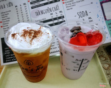 Trà sữa khoai môn + trà milk foam