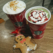 Coffee nut crunch + Teavana Red Ribbon Green Tea Latte