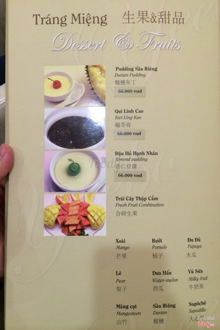 Menu cực kỳ phong phú