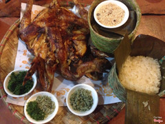 Gà nướng với xôi lam