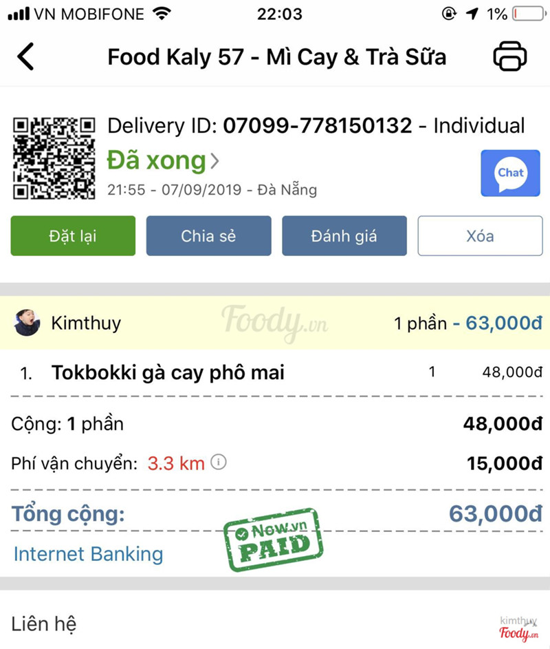 Đây mình check lại là rõ ràng tokbokki gà cay 