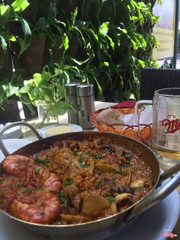 Awesome seafood paella! Big dish!