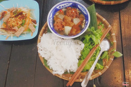 Bún chả + gỏi bò khô