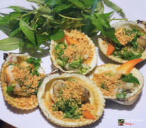 Sò mồng nướng mỡ hành