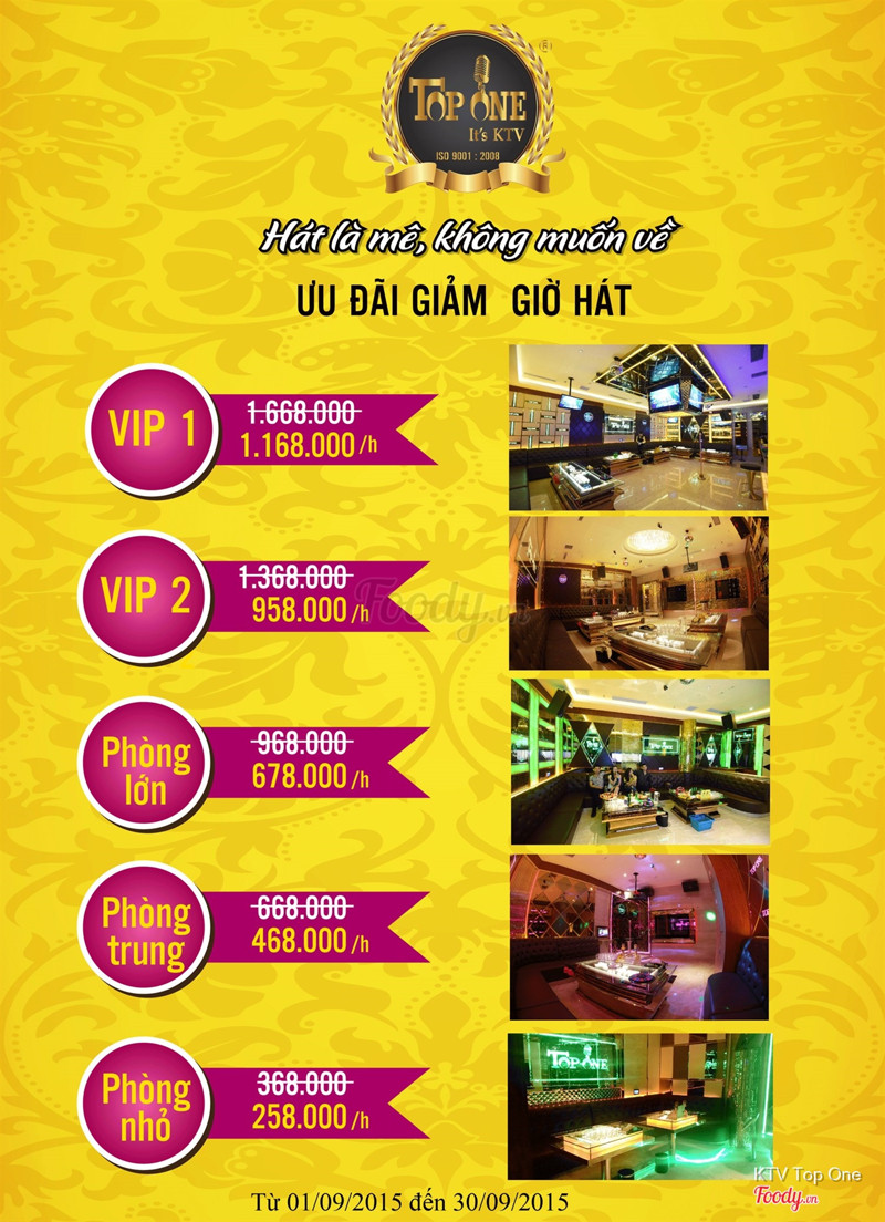 Top One ktv giảm giá phòng