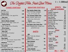 The Rabbit Hole Irish Bar Menu Page 1 