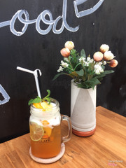 Trà đào váng sữa