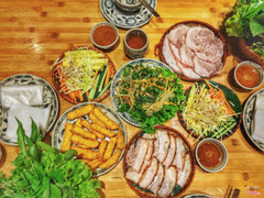 thịt hoe cuốn bánh tráng