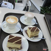 capuchino coffee and tiramisu