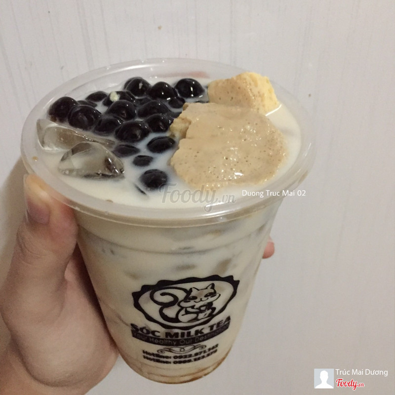 Trà sữa trân châu kem trứng ( Nhưng mình thấy thực chất đây là Sữa tươi kem trứng trân châu đường đen ) Free 