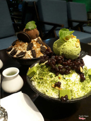 Bingsu matcha đậu đỏ và bingsu oreo 