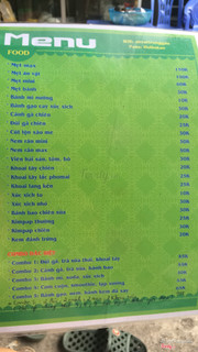 Menu còn 1 số món chưa ghi 