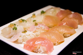 Halibut, Tai, and Albacore Nigiri