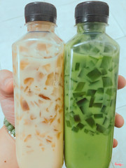 Trà thạch đào sữa, trà thái