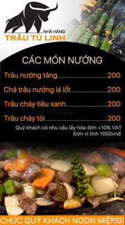 Menu các món nướng
