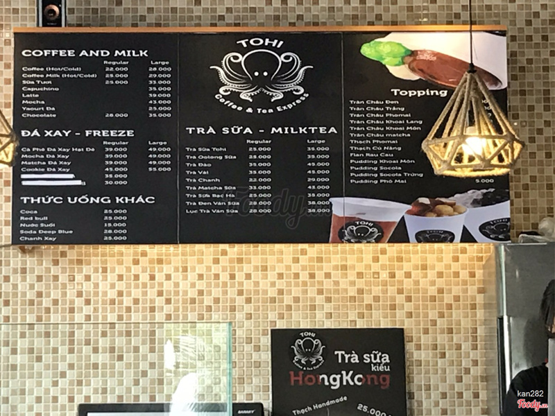 Menu của quán