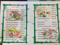 Menu tại quán,