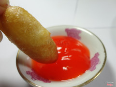 Khoai lang kén chấm vơi tương ớt