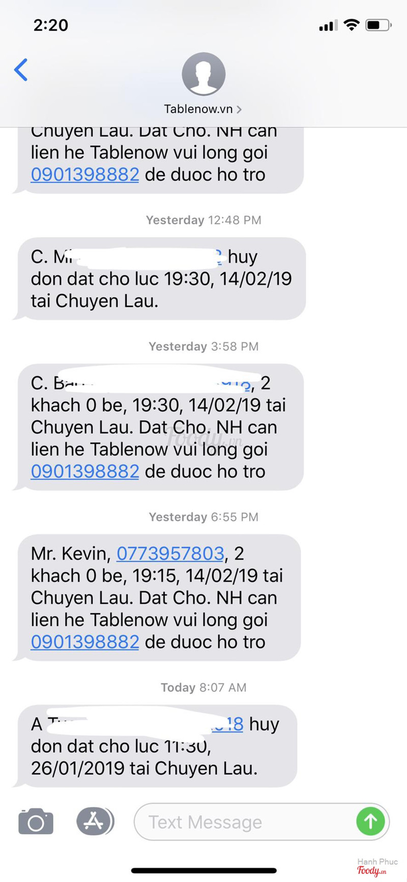 Còn đây là thông tin đặt bàn của bạn Phụngg ( mr kevin ) hy vọng bạn đọc kỹ nhé