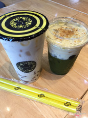 Matcha kem phô mai+ trà sữa vị nhài và trân châu sợi