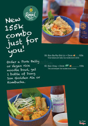 Ưu đãi kết hợp: Phở Thịt bò và Phở chay cộng với một trái dừa hữu cơ để bạn luôn khỏe mạnh.