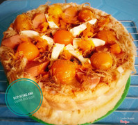 Bánh bông lan trứng muối chà bông sốt phô mai đặc biệt