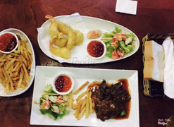 Bò, tôm, salad & french fries