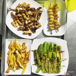Nấm đùi gà nướng - tỏi nướng - cà bắp nướng - bạch tuộc nướng 😋