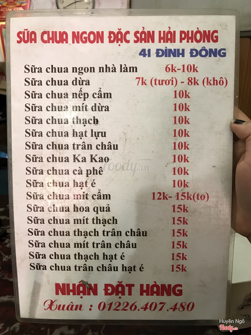 Menu quán