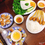 bột lọc nhân tôm thịt, ram ít, nem lụi