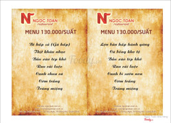 Menu dành cho khách tour