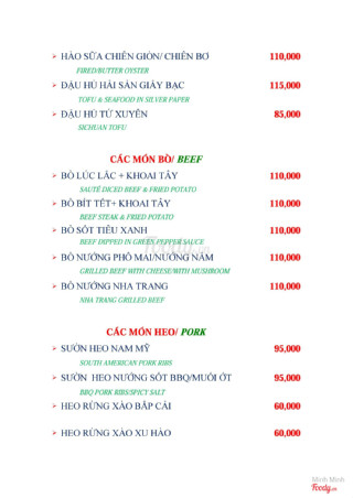 Menu Việt: món Bò – Heo Rừng