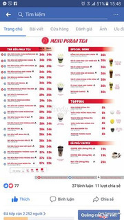 menu trà sữa pozaa