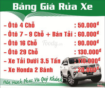 Bảng giá rửa xe