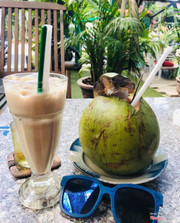 coffee, juices, cocktails, tea, coconuts, tasty drinks