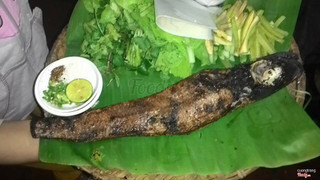 Ở đây có món cá quả đồng nướng rơm